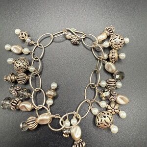 Handmade Sterling Silver Pearl Charm Bracelet